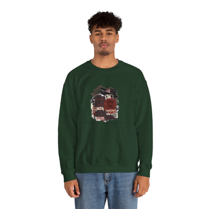 Crewneck Sweatshirt — Cozy Vintage Cabin Illustration with Quote