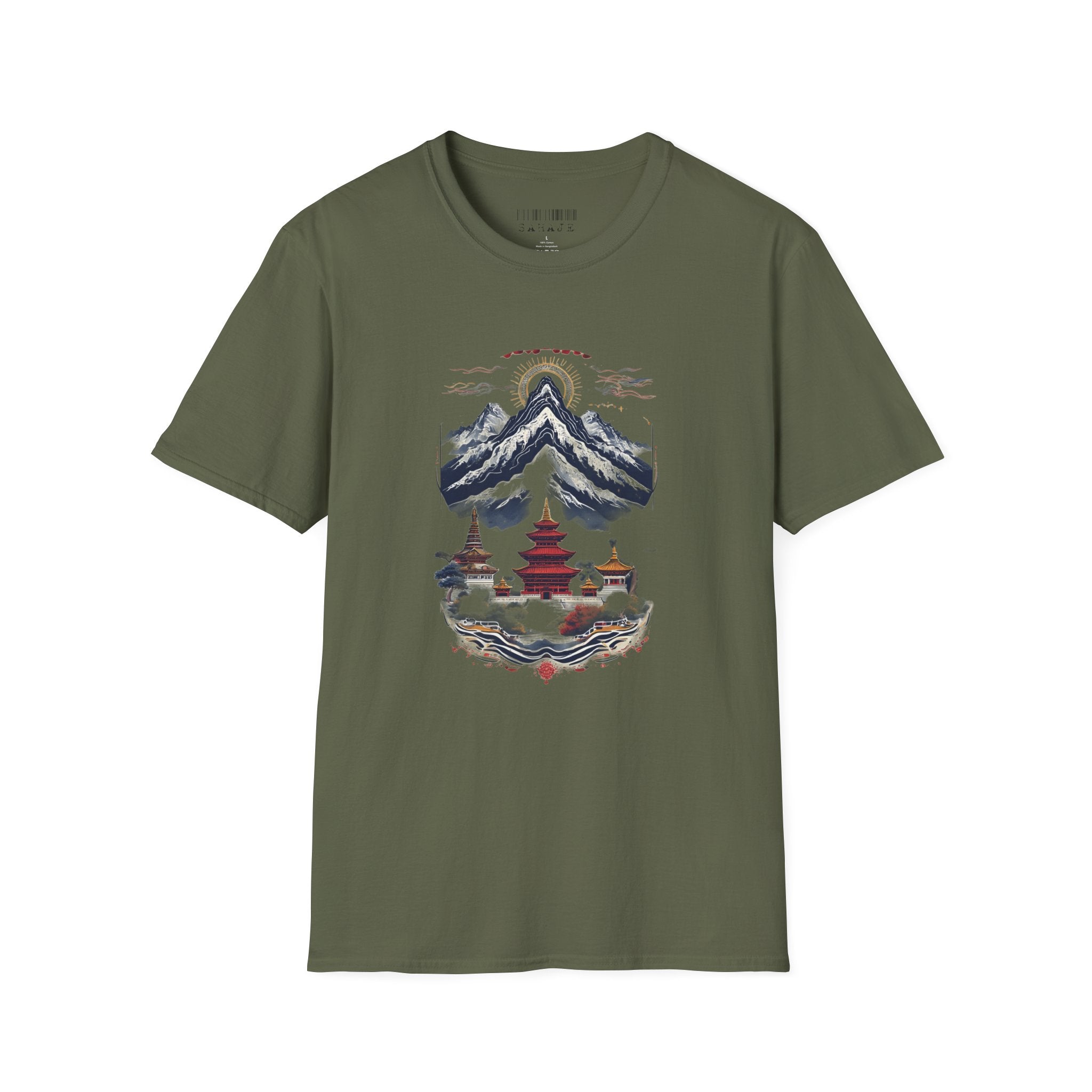 Asian Landscape T-Shirt — Mountain Pagoda Scenic Tee