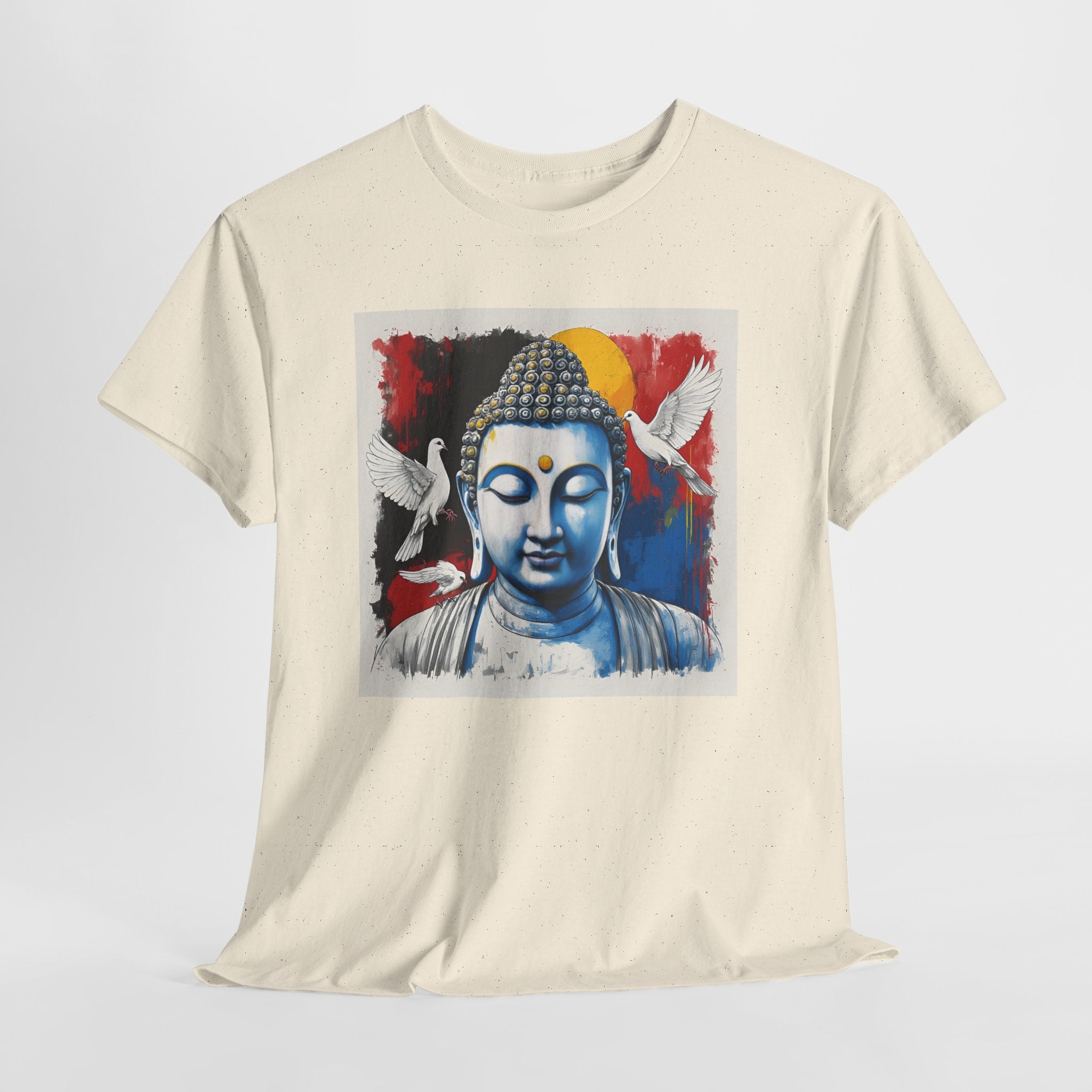 Buddha Peace Tee — Colorful Buddha & Doves Graphic T-Shirt