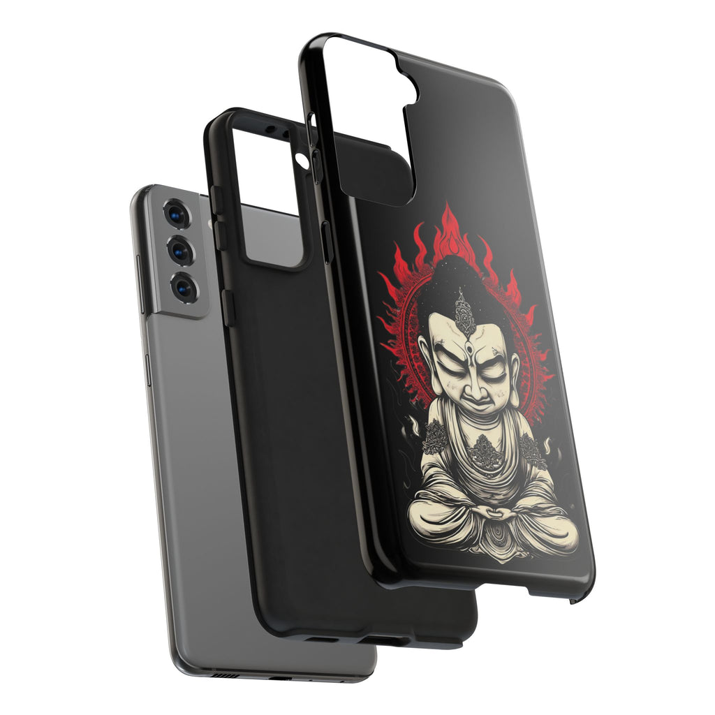 Meditative Buddha Tough Phone Case — Red Flame Zen Protection