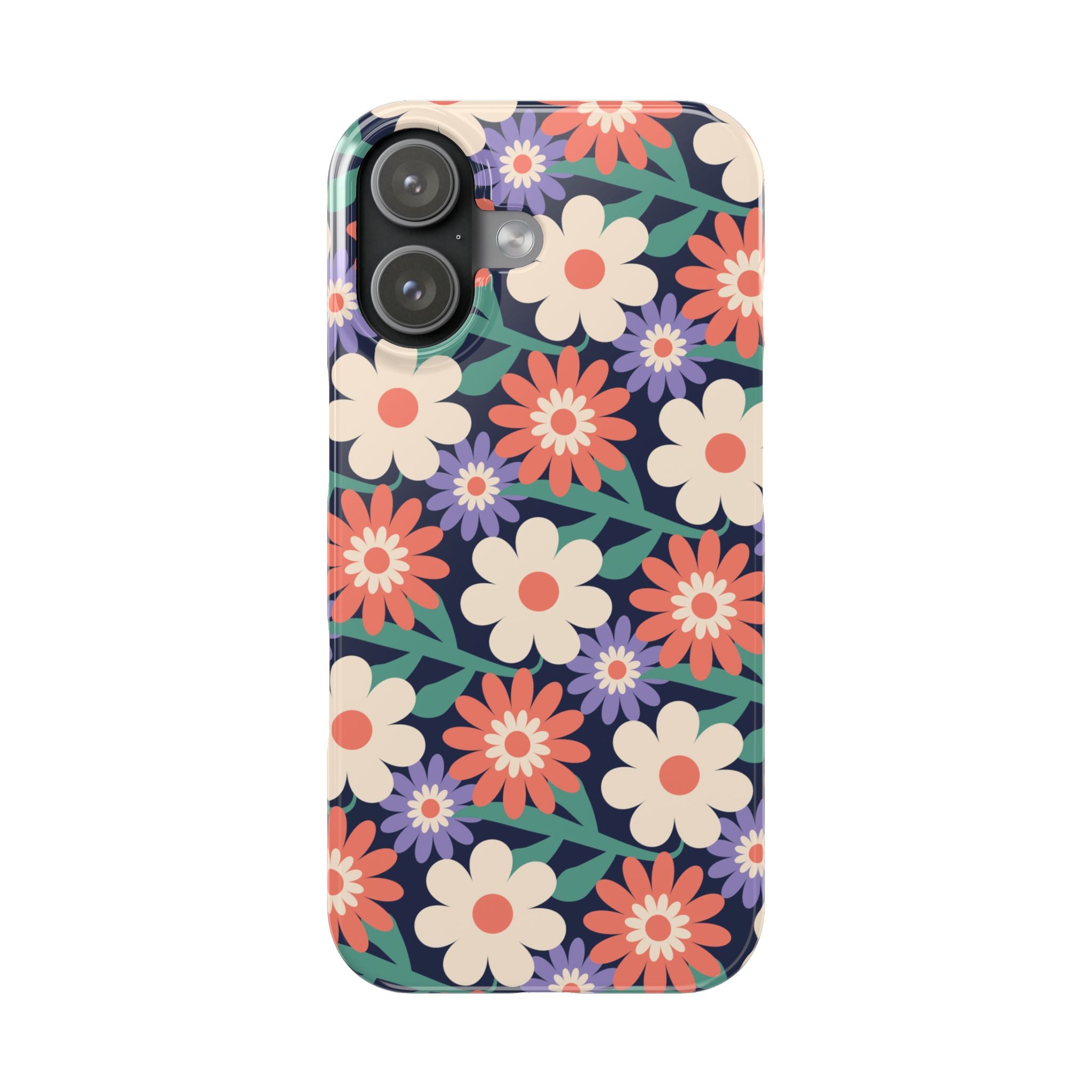 Floral Retro Slim Phone Case – Navy Ditsy Flowers
