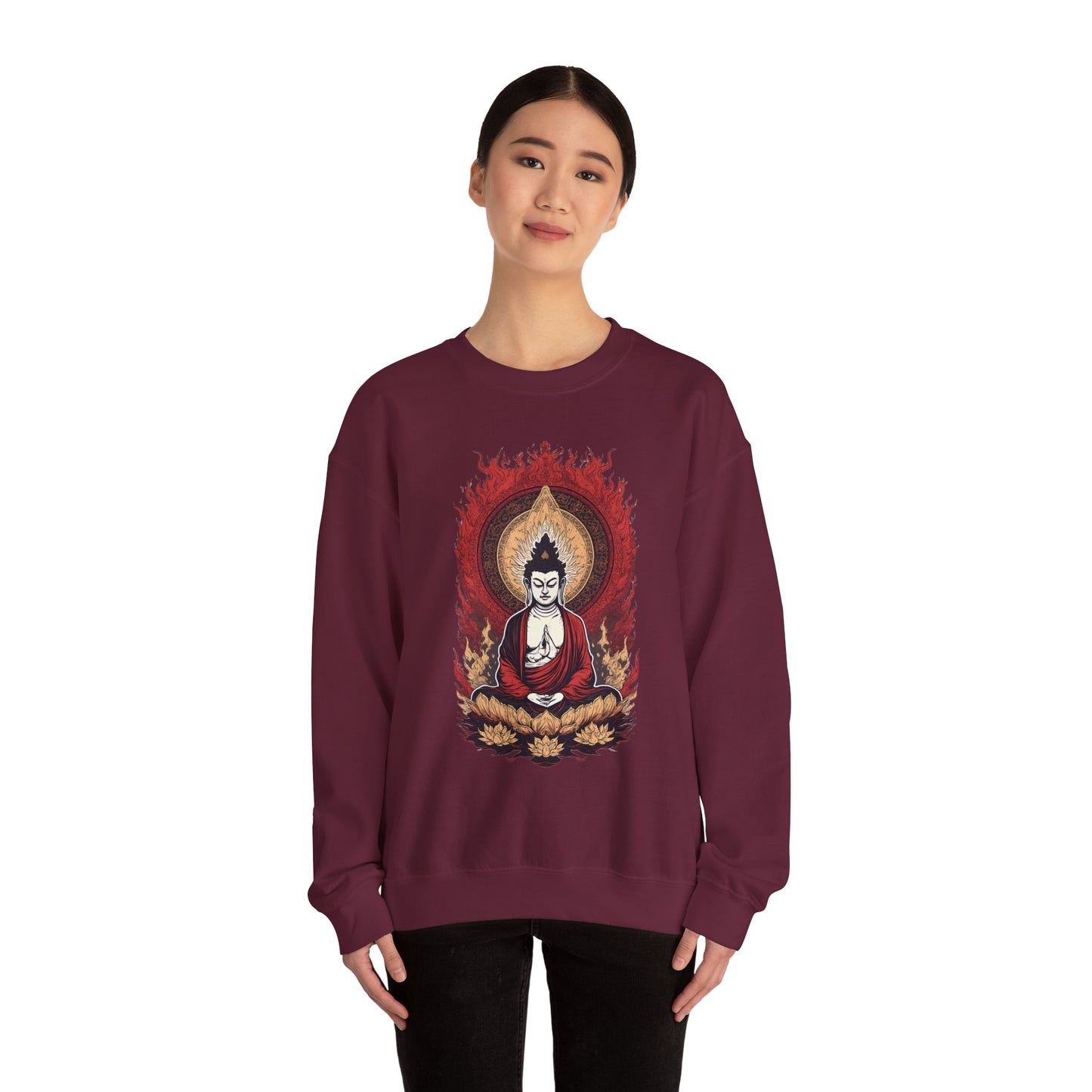 Buddha Lotus Flame Crewneck Sweatshirt