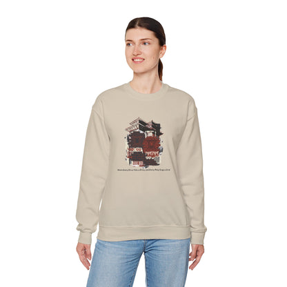Crewneck Sweatshirt — Cozy Vintage Cabin Illustration with Quote