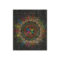 Crushed Velvet Blanket — Colorful Skull Mandala Throw (Boho Gothic Cozy Gift)