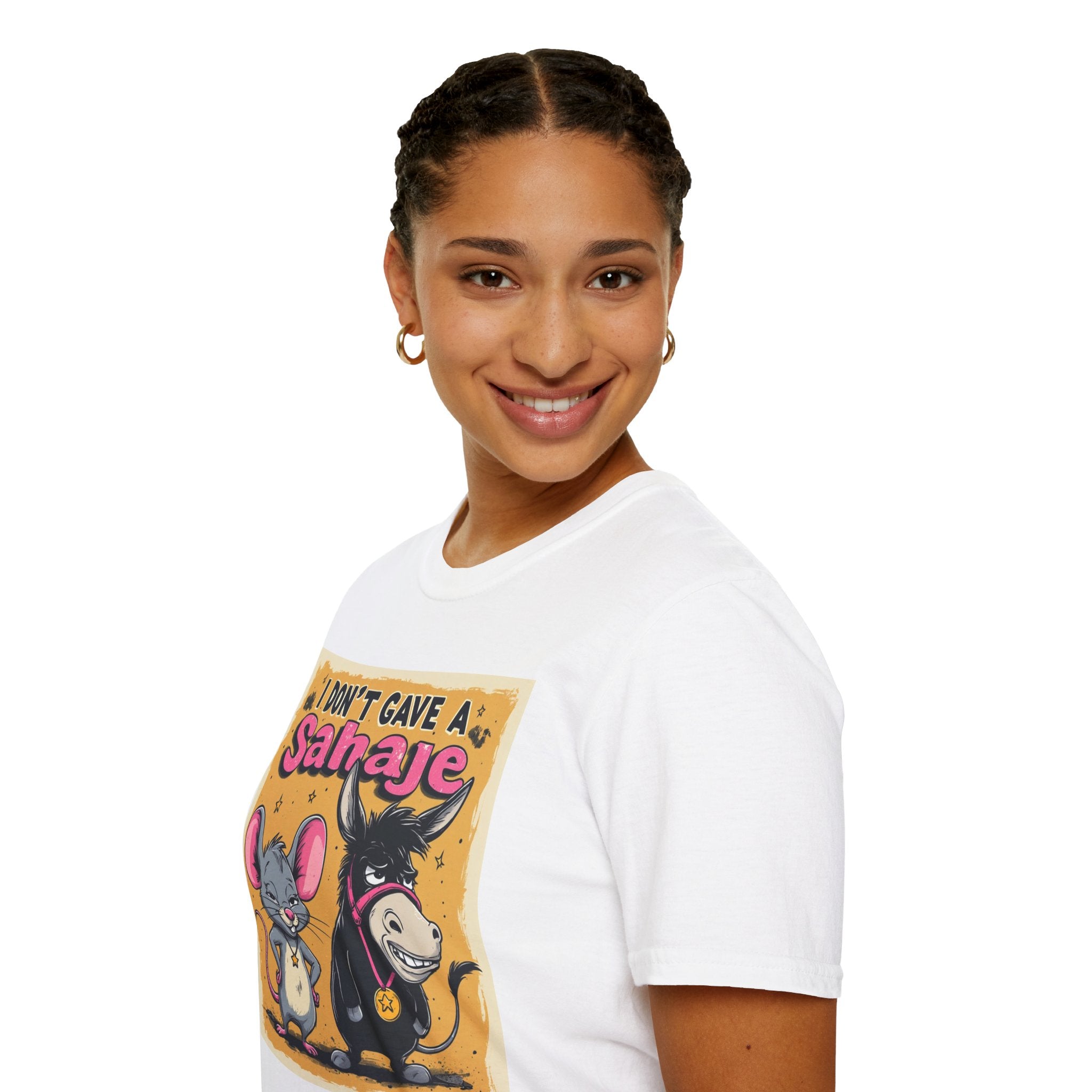 Don’t Give a Satrage T-Shirt — Funny Mouse & Donkey Cartoon Tee