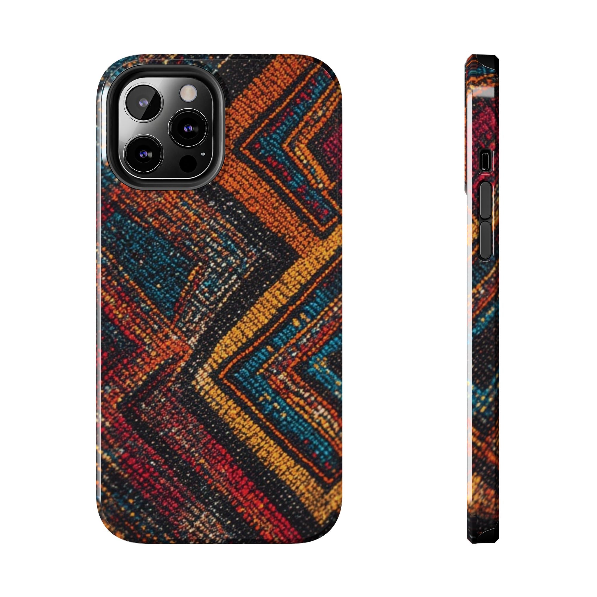 Tough Phone Case — Boho Geometric Rug Pattern, Protective iPhone Cover