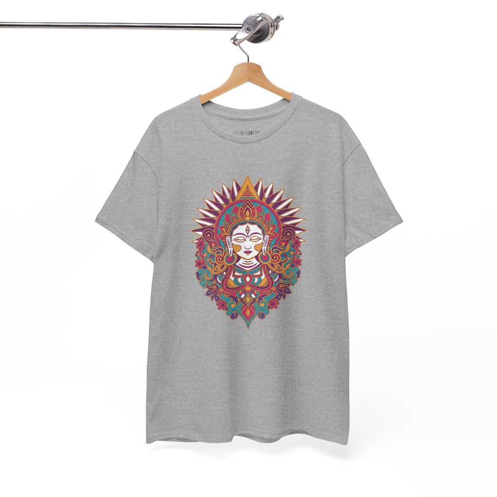 Spiritual Goddess Sun Mandala Tee — Colorful Boho Yoga T‑Shirt