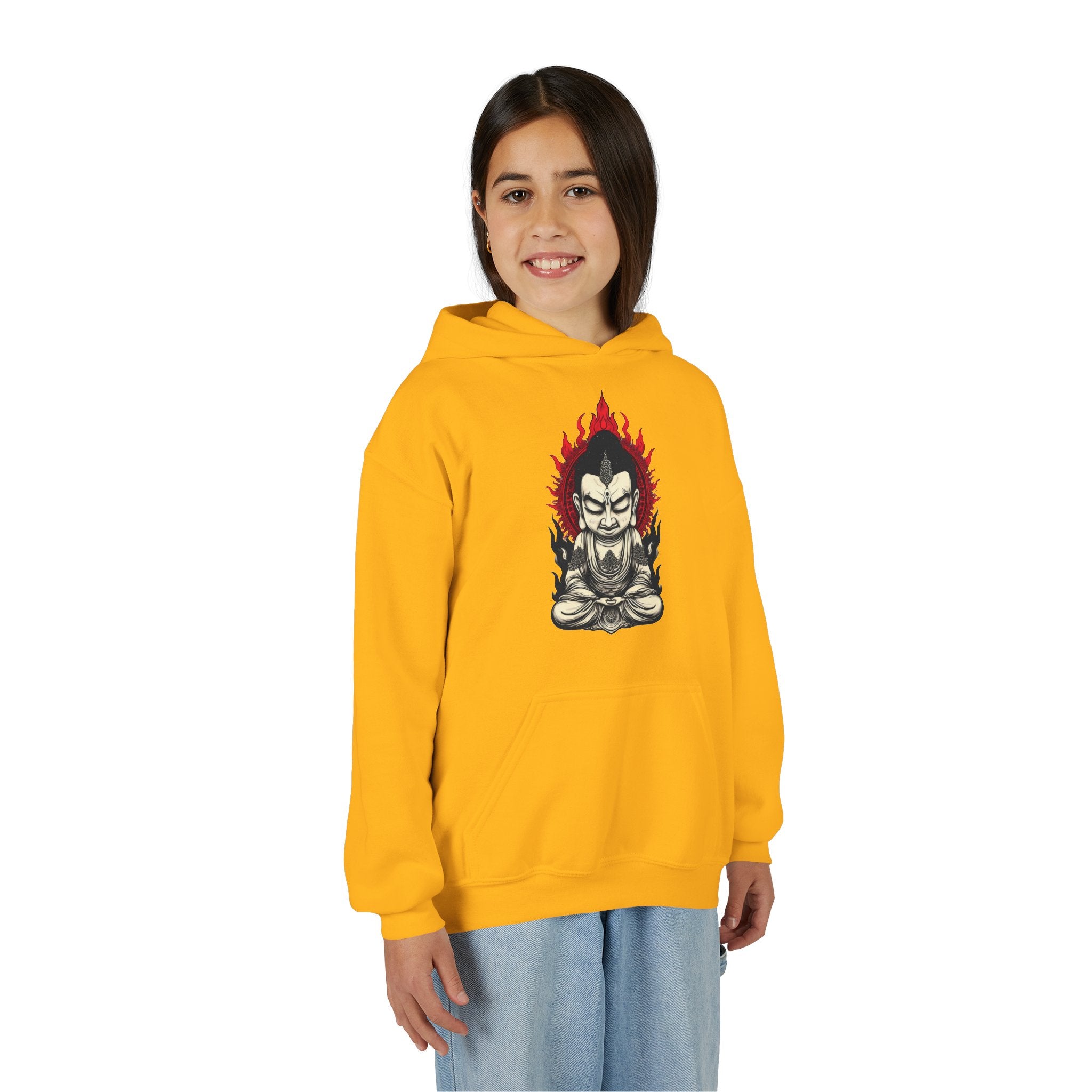 Youth Hoodie — Flaming Meditating Demon Graphic