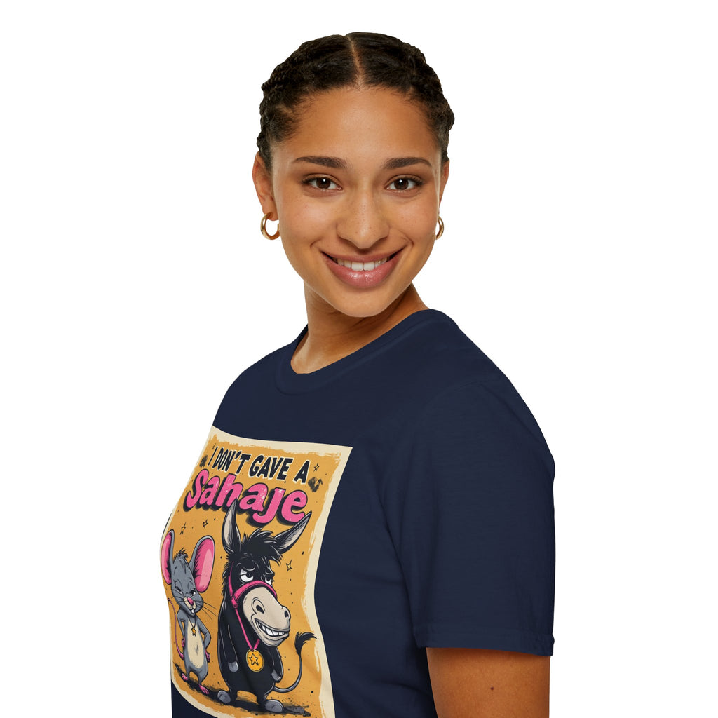Don’t Give a Satrage T-Shirt — Funny Mouse & Donkey Cartoon Tee