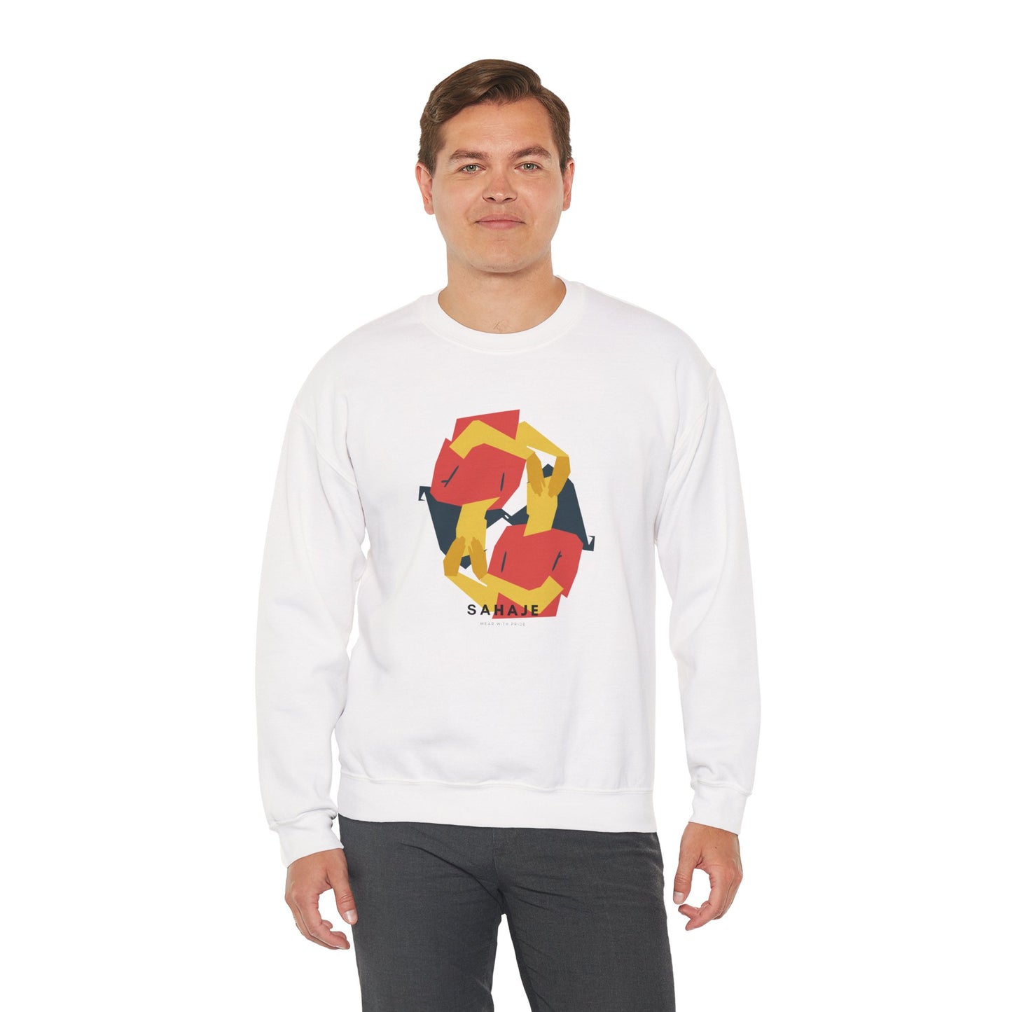 Abstract Flamingo Geometric Crewneck Sweatshirt