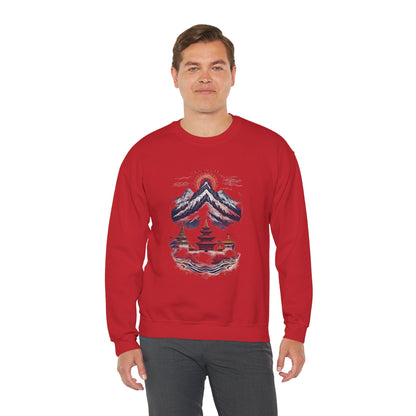 Japanese Mountain Pagoda Crewneck Sweatshirt