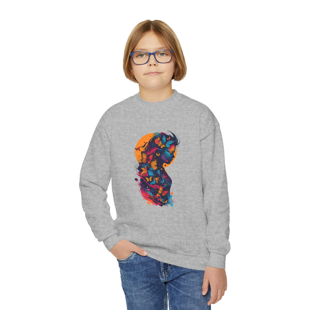 Youth Sweatshirt — Colorful Astronaut Silhouette Crewneck