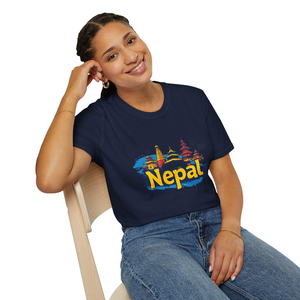 Nepal Temple Skyline T-Shirt – Nepali Cultural Heritage Graphic Tee, Travel & Spiritual Design