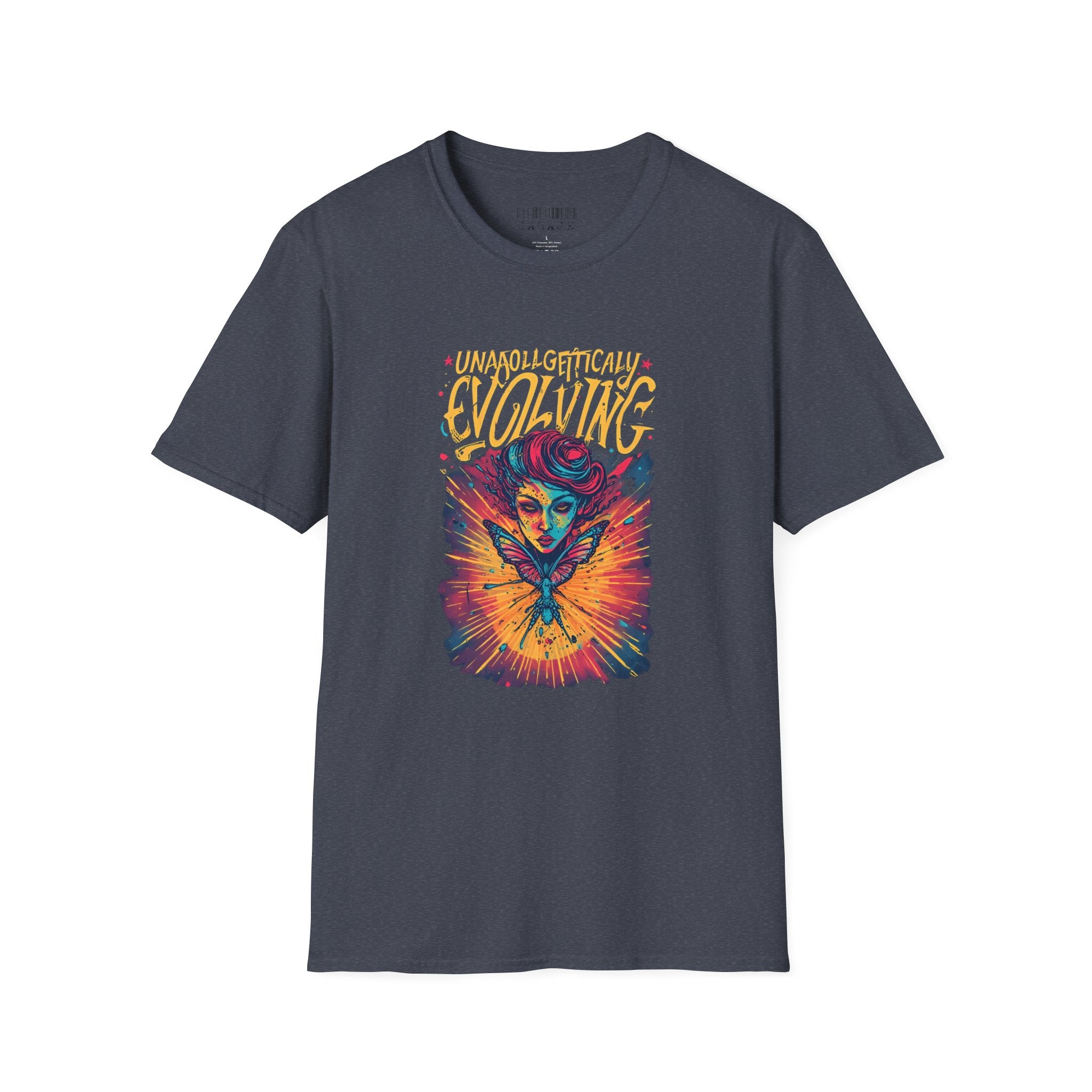 Unapologetically Evolving T-Shirt — Vibrant Butterfly Woman Graphic Tee