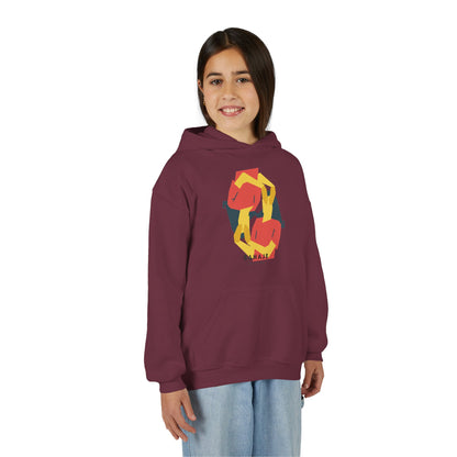 Youth Hoodie with Geometric Squirrel Art – 'Squirrel' Colorful Kids Pullover