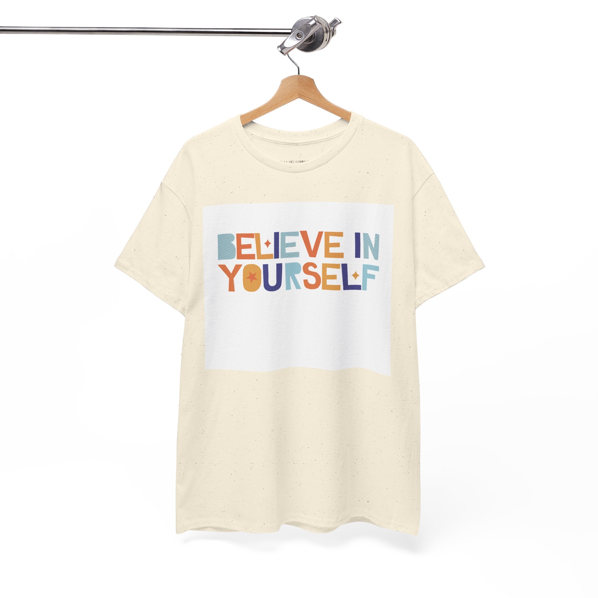 T-Shirt — "Believe in Yourself" Colorful Retro Motivational Tee