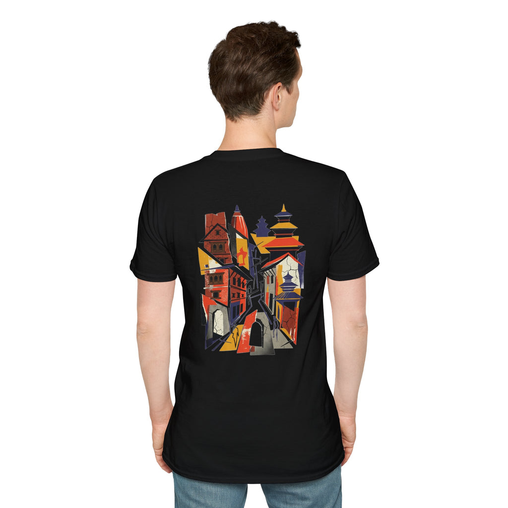 Nepal Street Scene T-Shirt — Colorful Kathmandu Illustration Tee