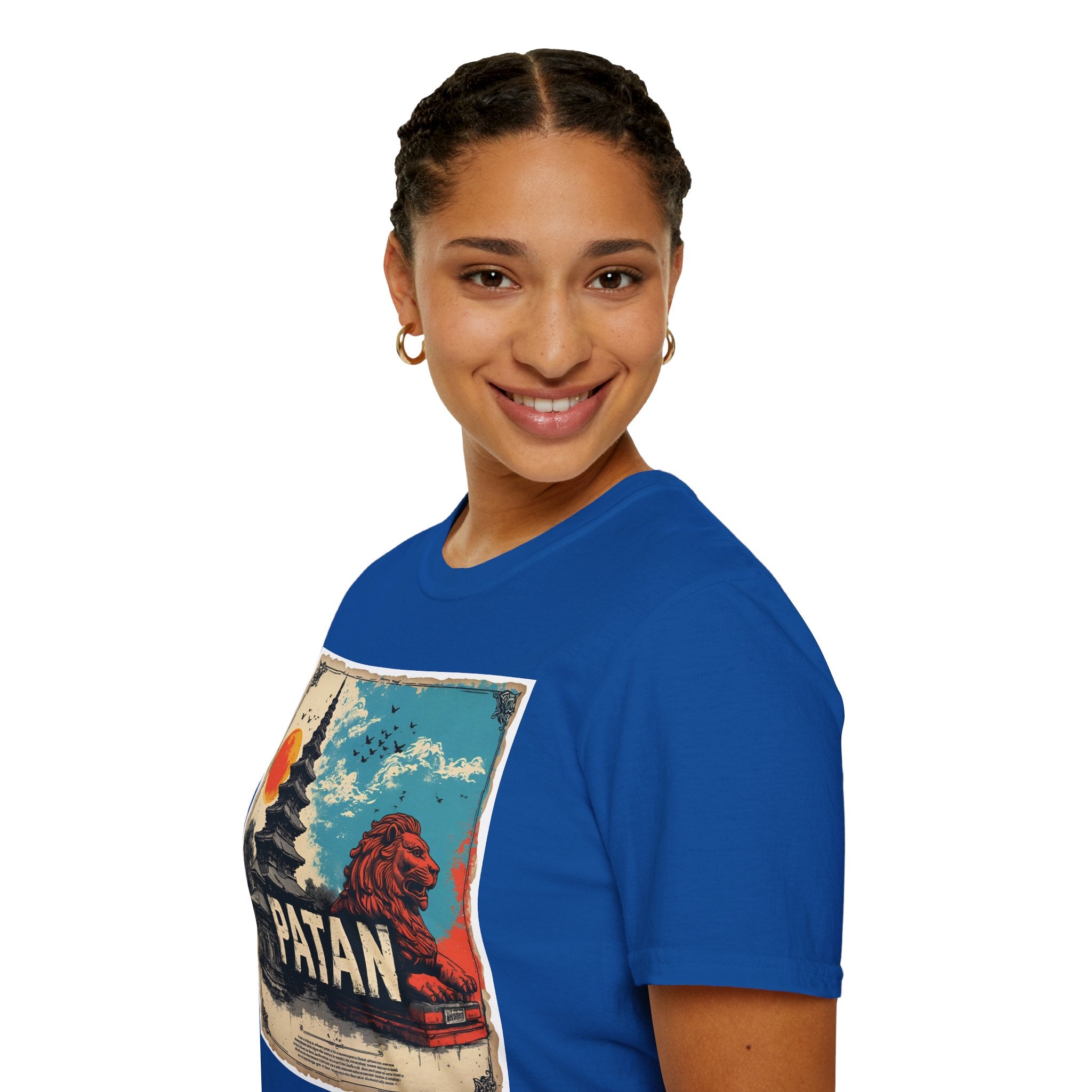 Patan City T-Shirt – Temple & Lion Graphic Tee, Nepali Cultural Heritage Design