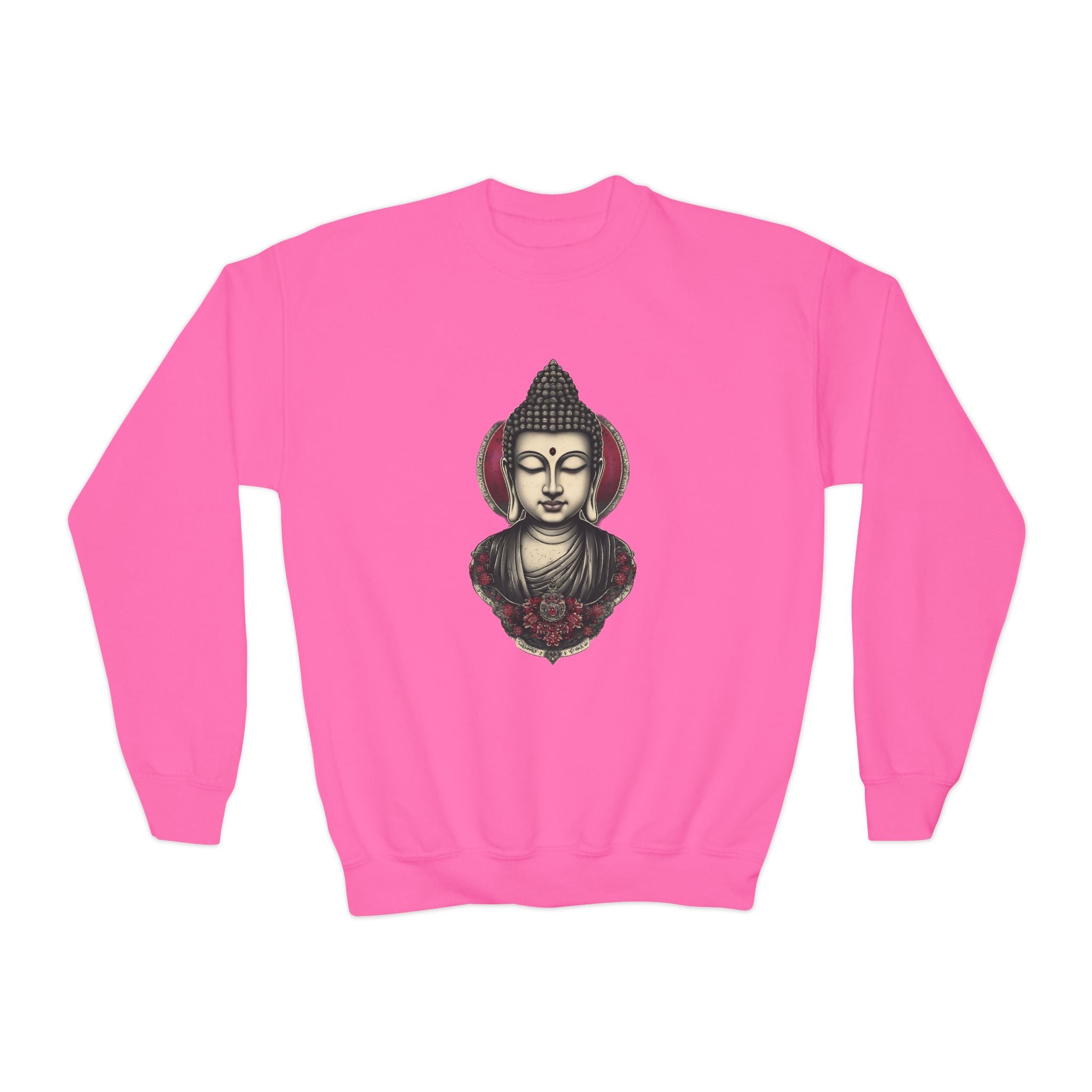 Buddha Head Crewneck Sweatshirt — Youth Mindfulness Graphic Pullover