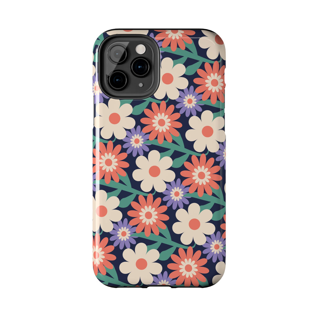 Floral Tough Phone Case — Retro Daisies Protective Phone Cover