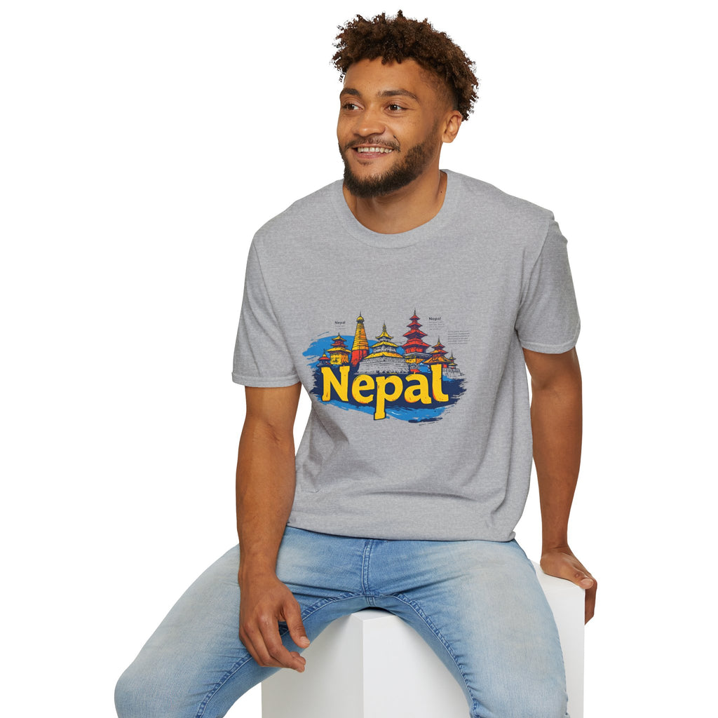 Nepal Temple Skyline T-Shirt – Nepali Cultural Heritage Graphic Tee, Travel & Spiritual Design