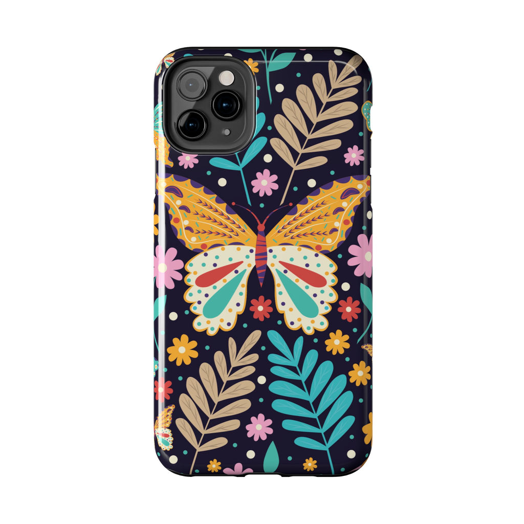 Floral Butterfly Tough Phone Case — Colorful Garden Protective Cover