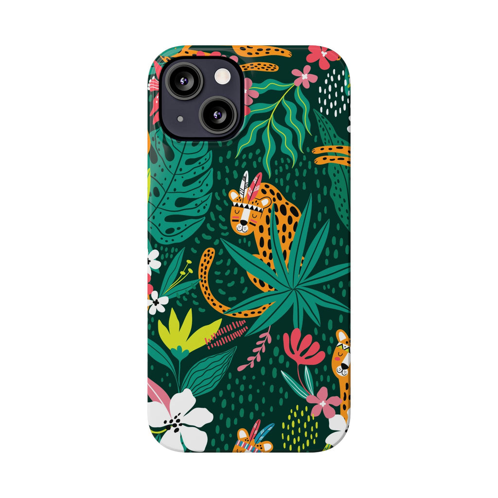 Slim Phone Case — Tropical Jungle Leopard Floral Pattern (Slim Protective Phone Cover)