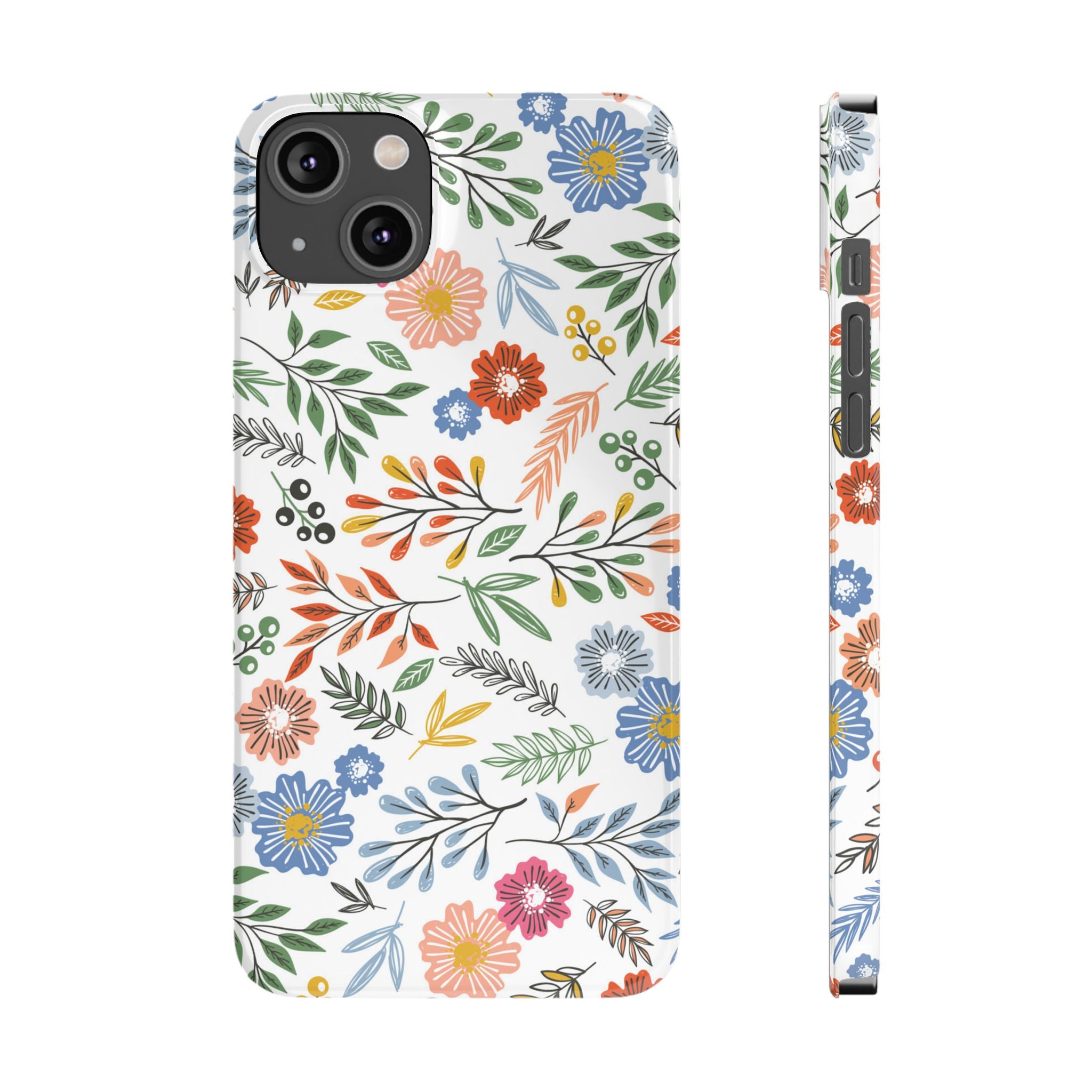 Slim Floral Phone Case — Colorful Hand-Drawn Wildflower Design
