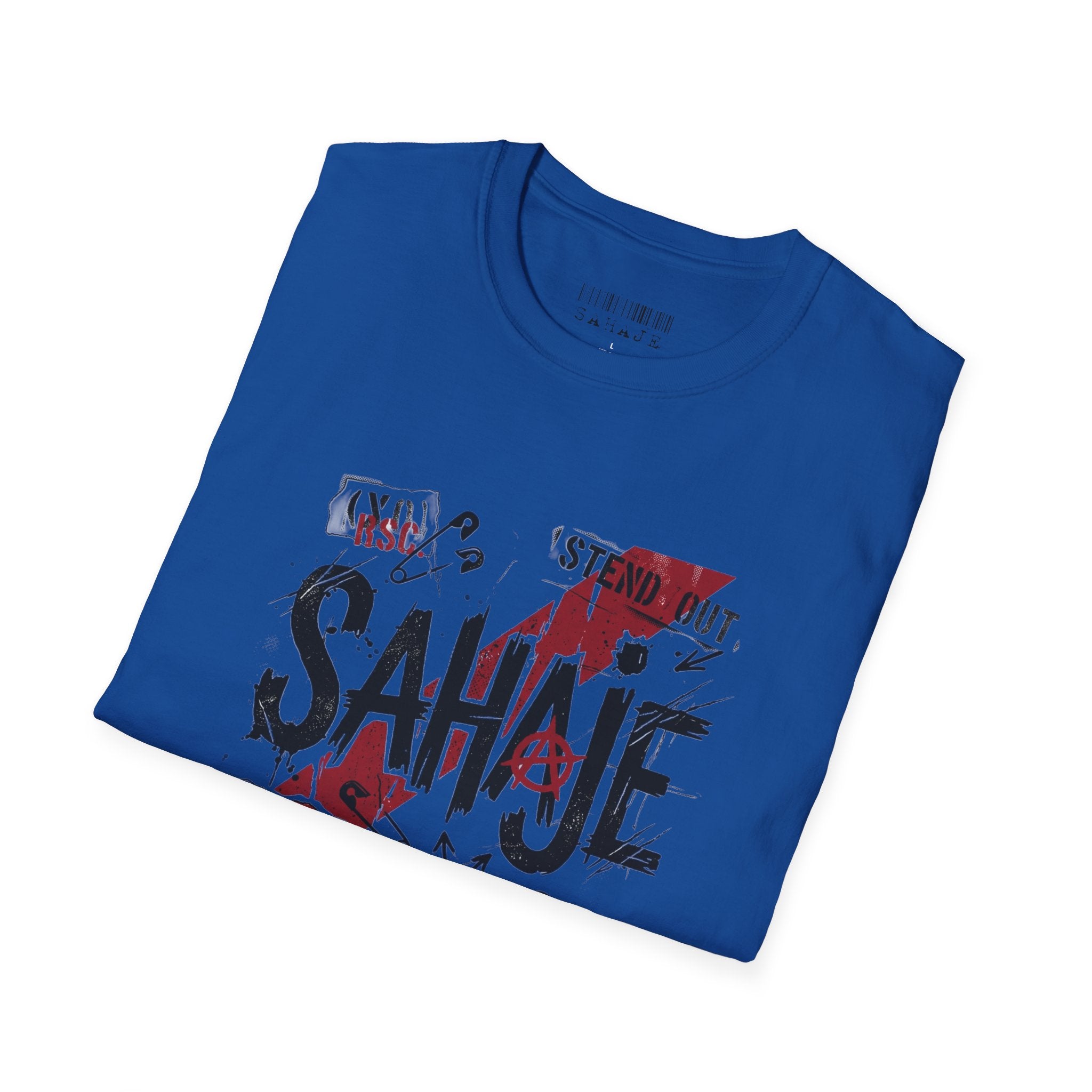 SAHAJE Graphic T‑Shirt — Distressed Red Accent Streetwear Tee