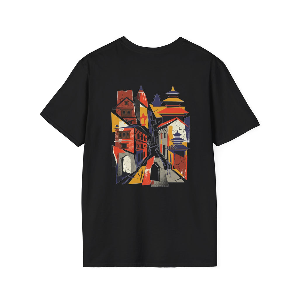 Nepal Street Scene T-Shirt — Colorful Kathmandu Illustration Tee