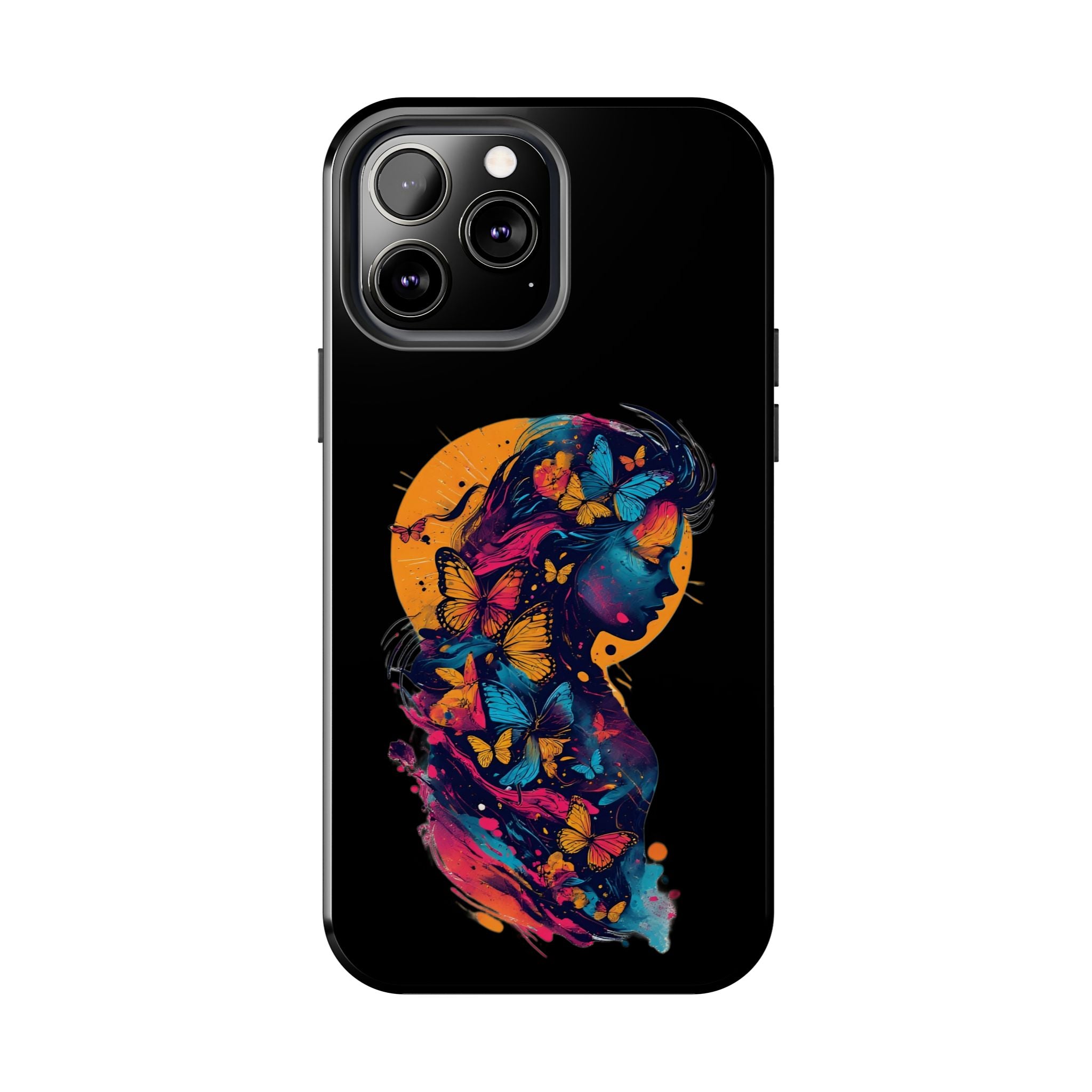 Butterfly Silhouette Tough Phone Case — Colorful Woman Art Protective Cover