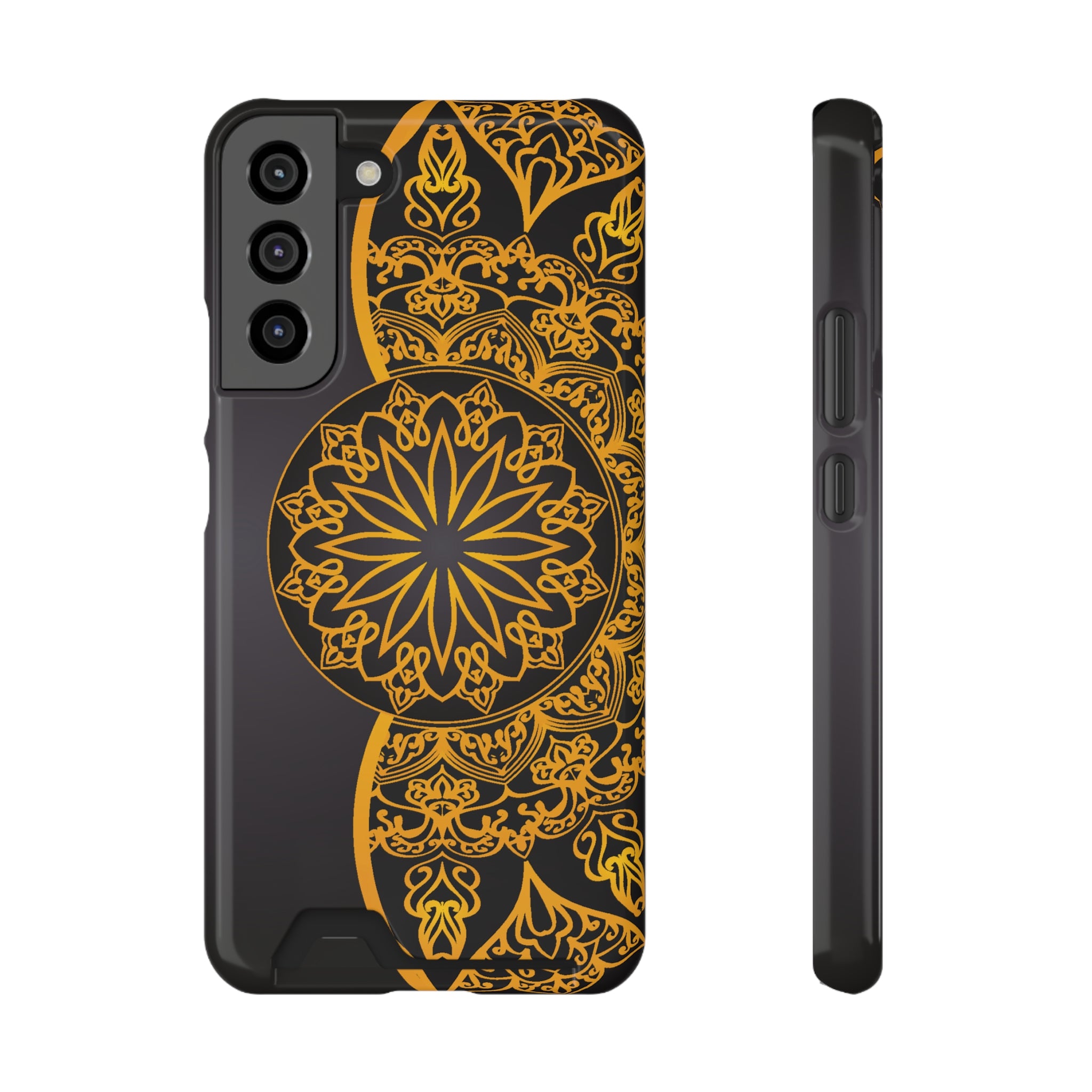 Elegant Mandala Phone Case With Card Holder, Boho Chic Gift, Smartphone Protector, Functional Accessory, Stylish Tech Decor