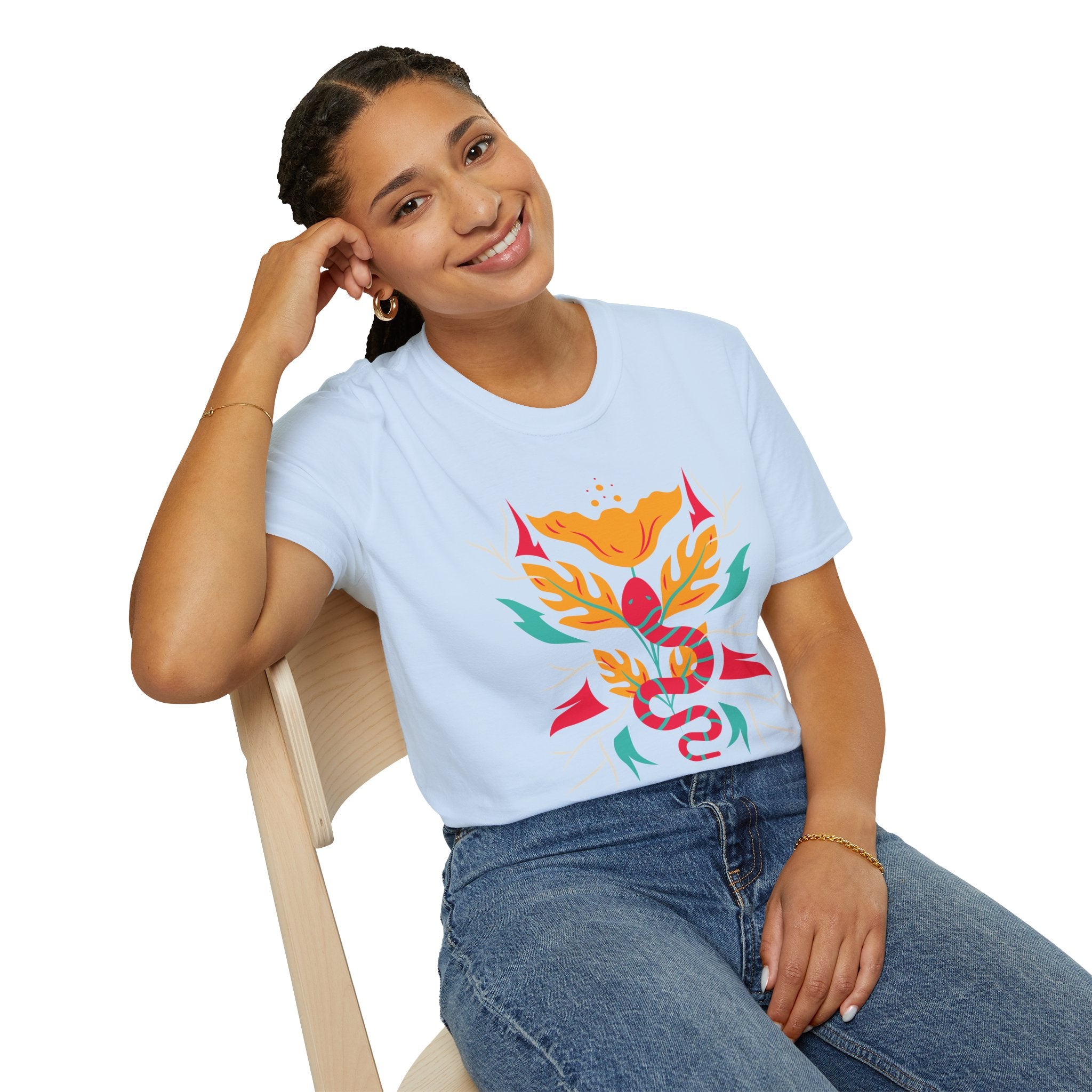 Sahaje Floral Snake Graphic T‑Shirt — Colorful Botanical Serpent Tee