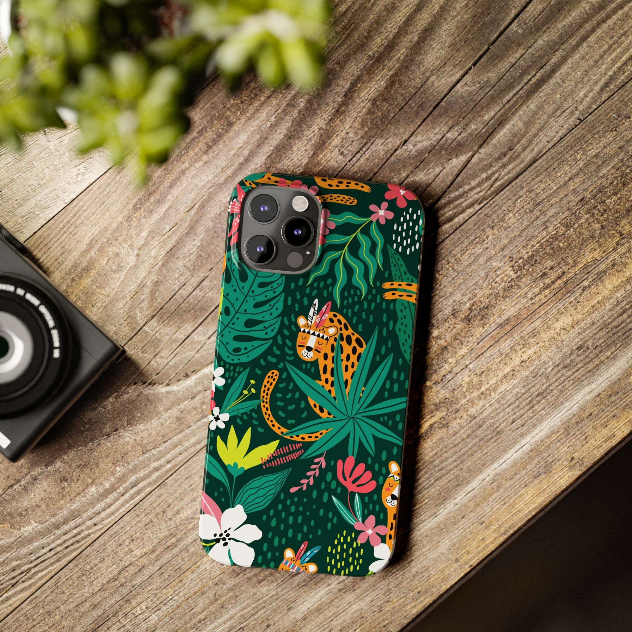 Slim Phone Case — Tropical Jungle Leopard Floral Pattern (Slim Protective Phone Cover)