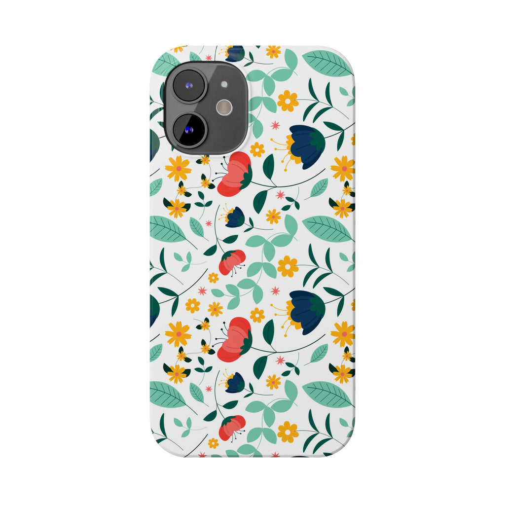 Floral Slim Phone Case — Colorful Folk Flower Pattern