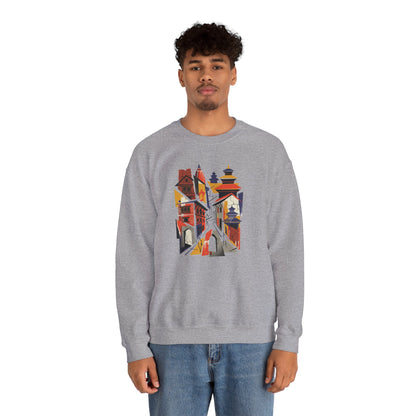 Crewneck Sweatshirt — Abstract Cityscape Graphic (Colorful Architectural Illustration)