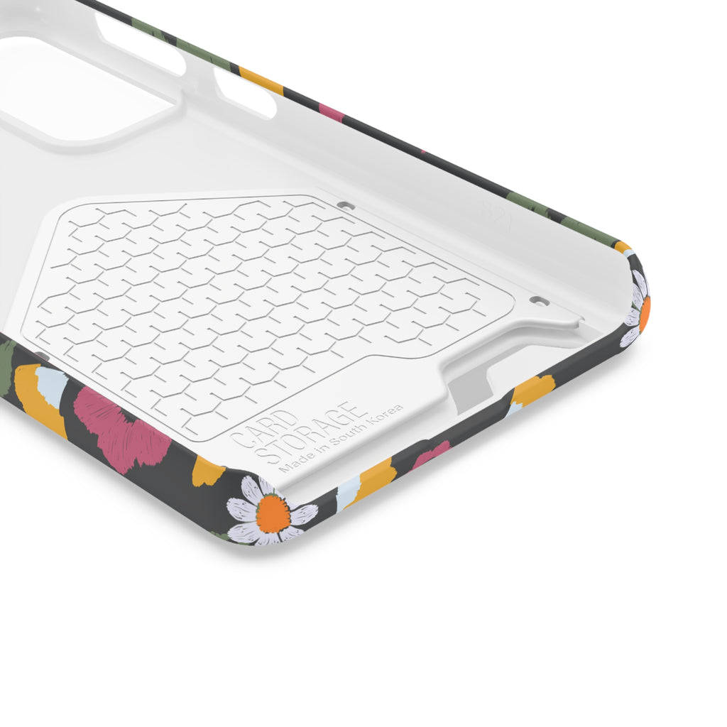 Floral Phone Case with Card Holder, Stylish Smartphone Accessory, Gifts for Her, Trendy Floral Design, Perfect for Spring & Summer