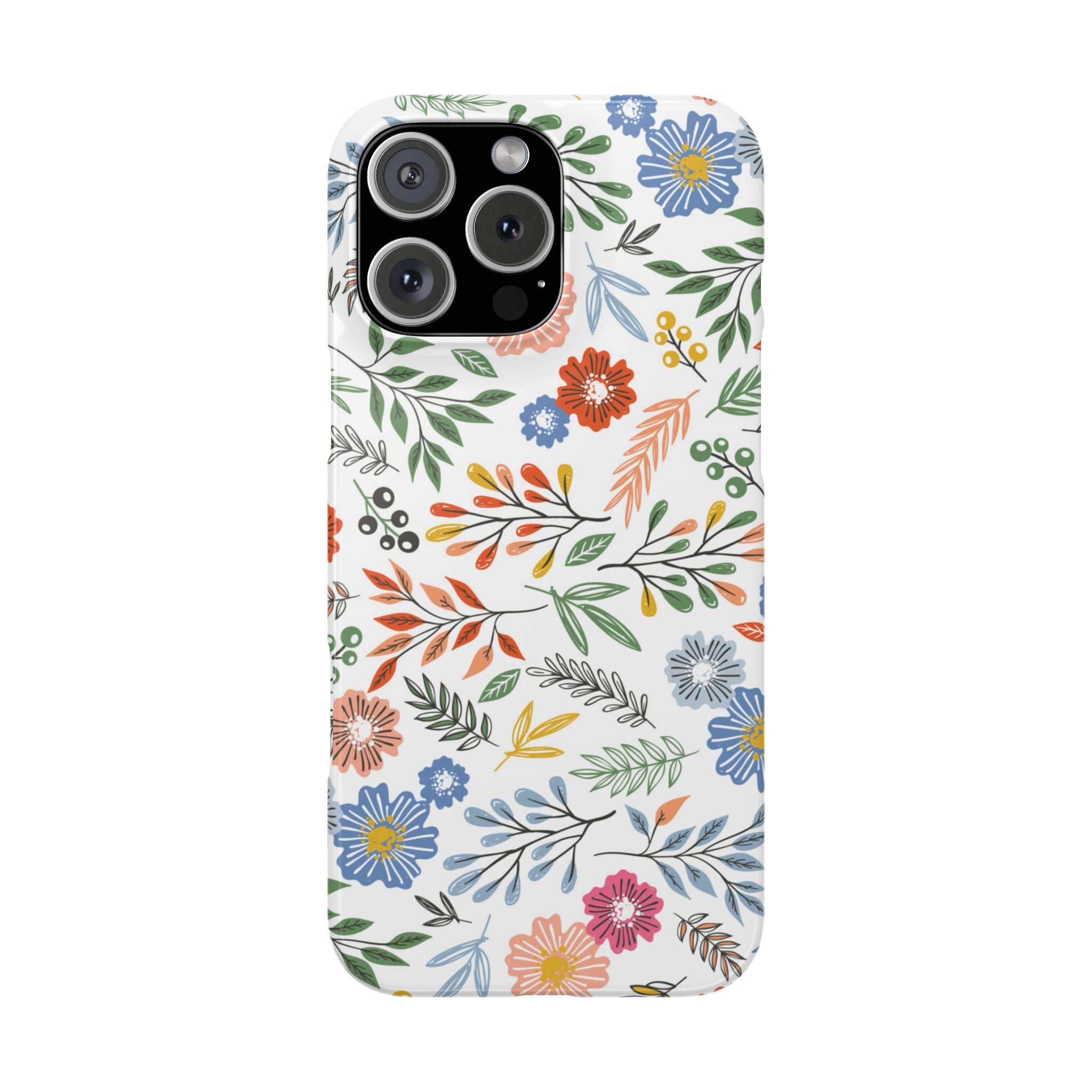 Slim Floral Phone Case — Colorful Hand-Drawn Wildflower Design