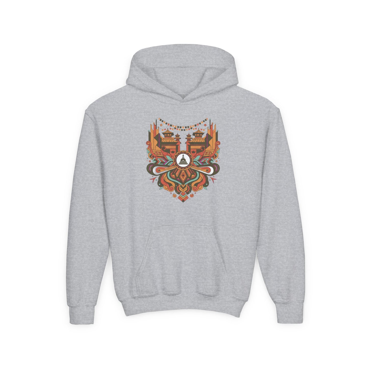 Youth Hoodie — Rustic Peace Mandala Graphic