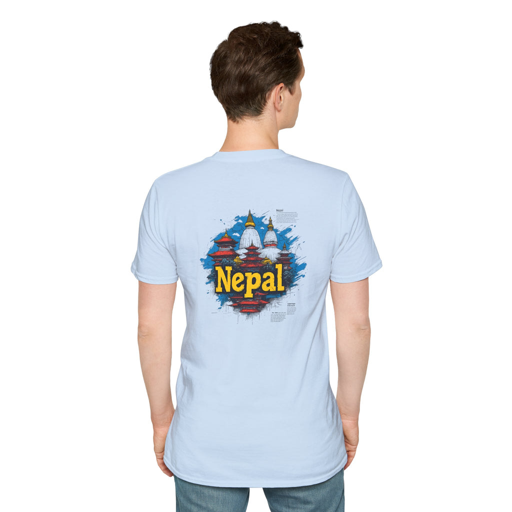 Nepal Souvenir T-Shirt — Stupa Sketch Graphic