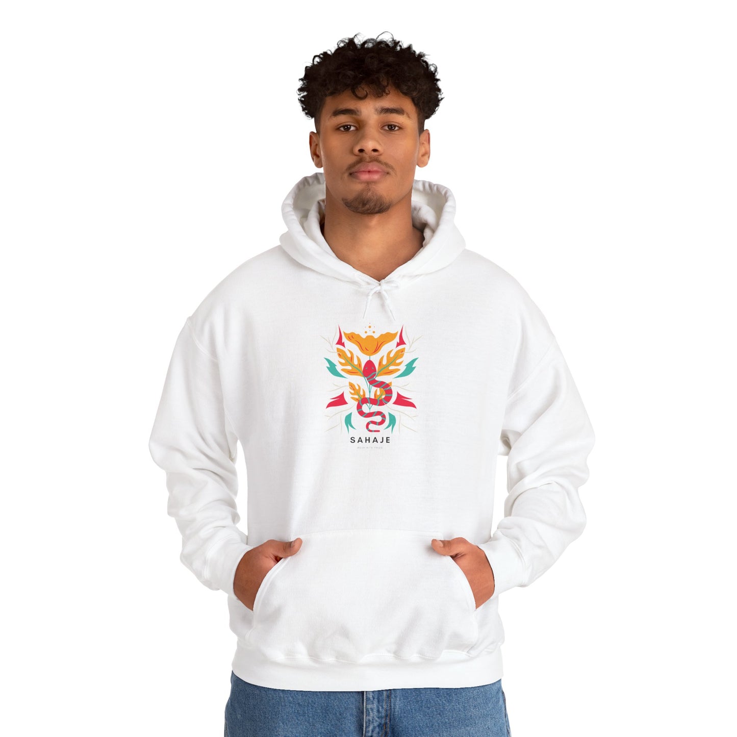 Floral Snake Hoodie — Colorful Serpent & Bloom Graphic Sweatshirt