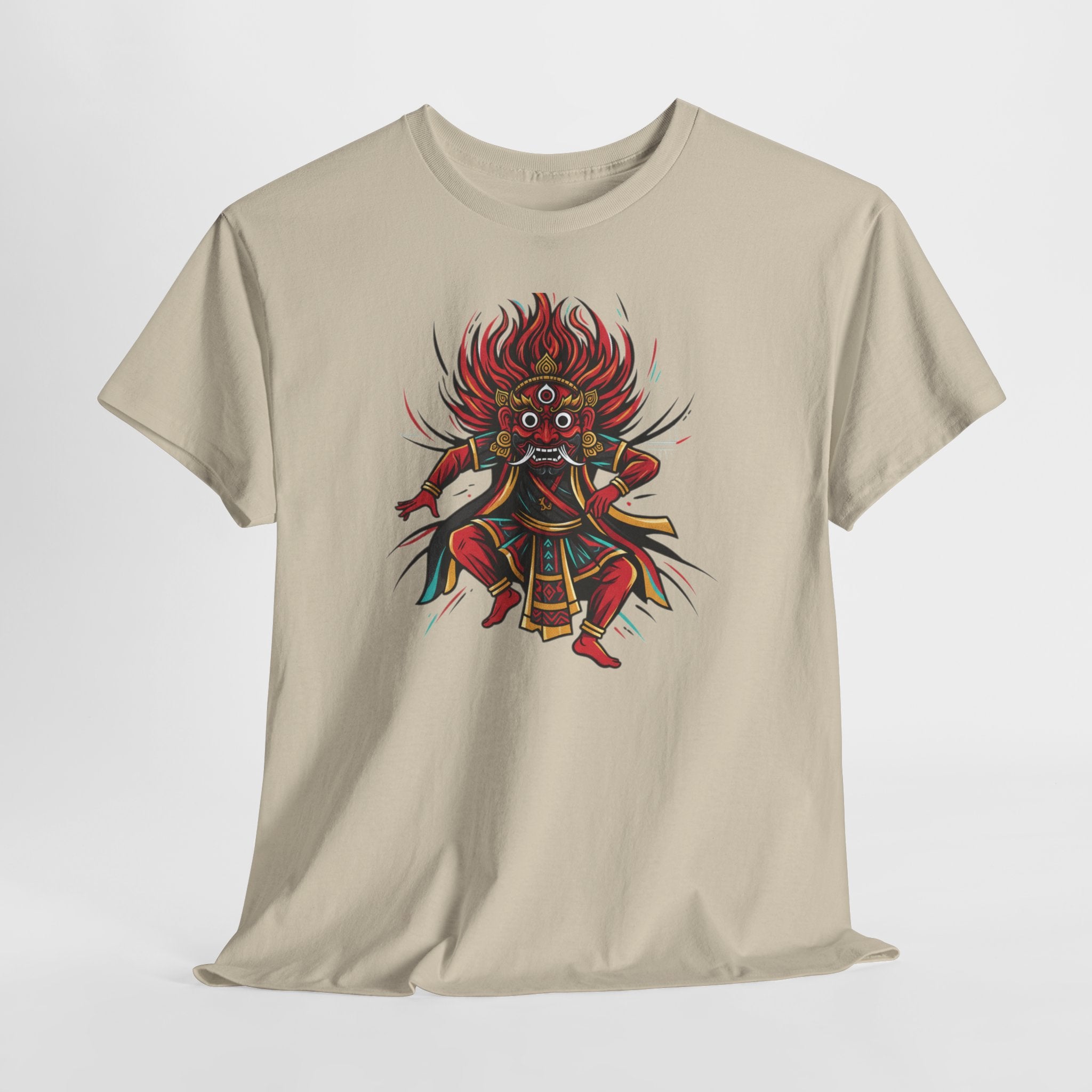 T-Shirt — Fierce Red Oni Demon Graphic Tee (Mythic Japanese Mask Design)