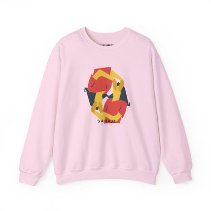 Abstract Flamingo Geometric Crewneck Sweatshirt