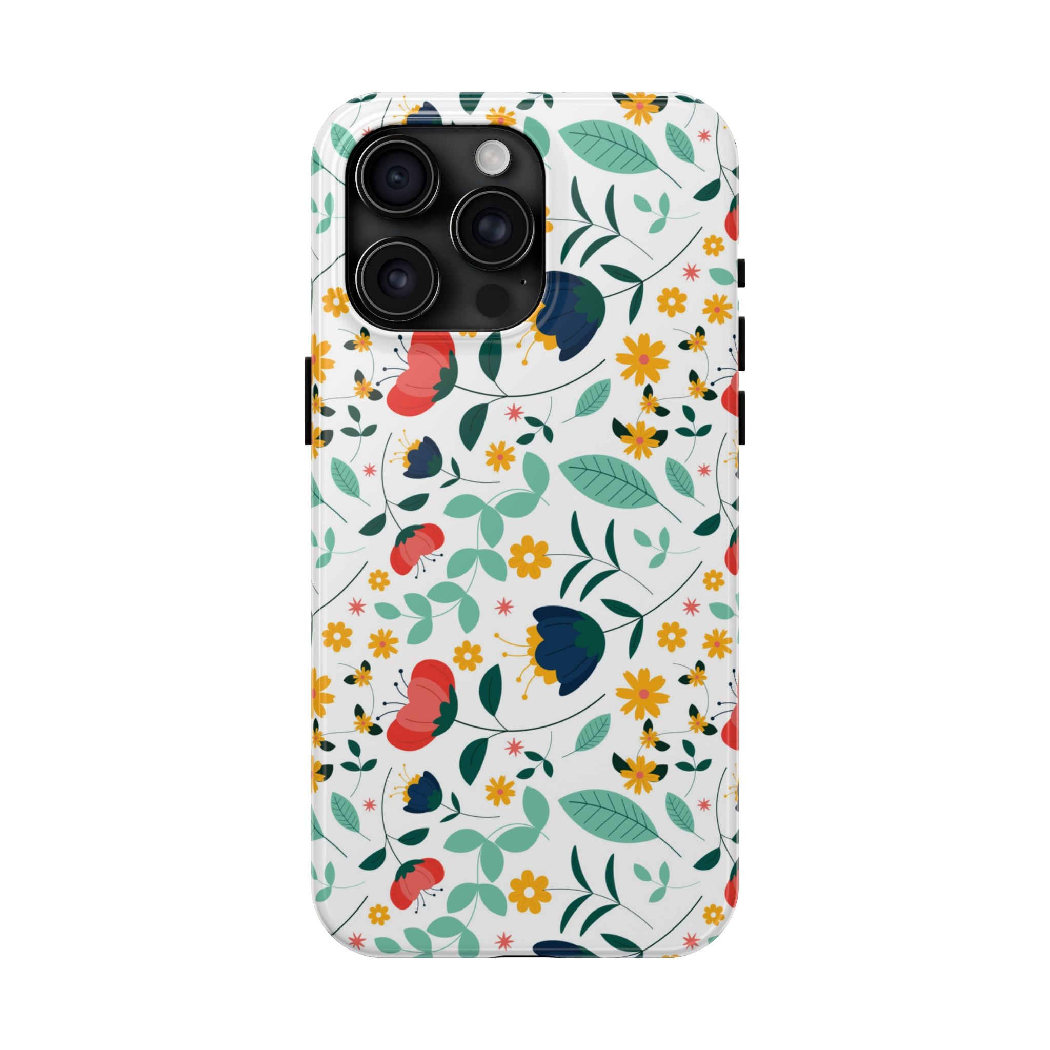 Floral Pattern Tough Phone Case — Colorful Spring Flowers Phone Cover