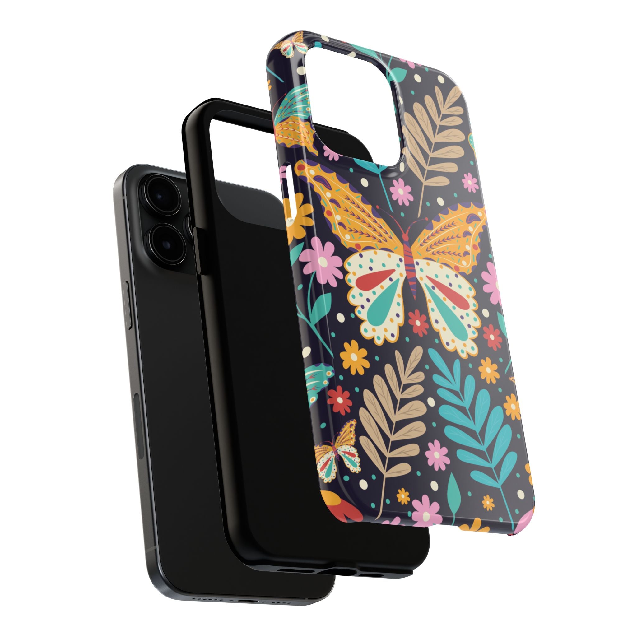 Floral Butterfly Tough Phone Case — Colorful Garden Protective Cover