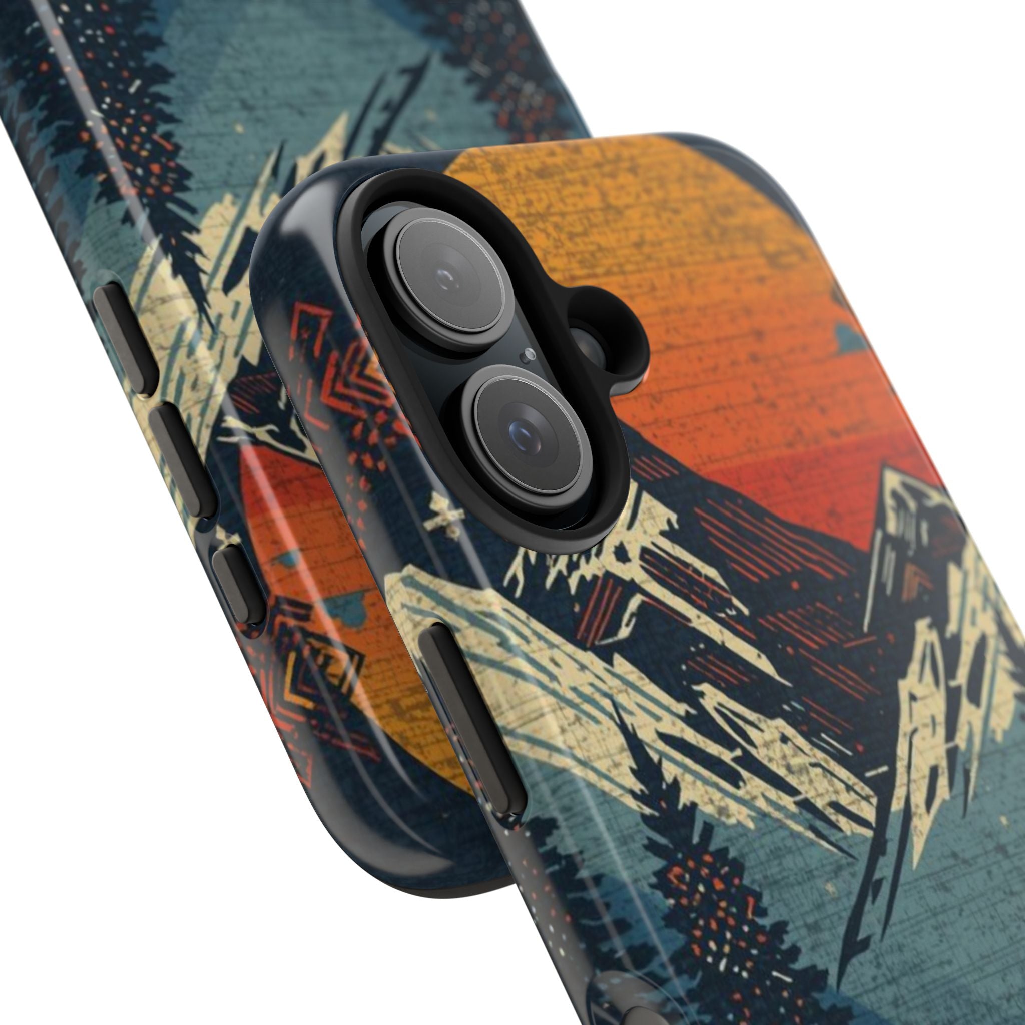 Tough Phone Case — Retro Mountain Sunset Design