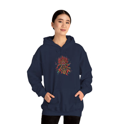 Demonic Oni Mask Hoodie — Japanese Demon Illustration Sweatshirt