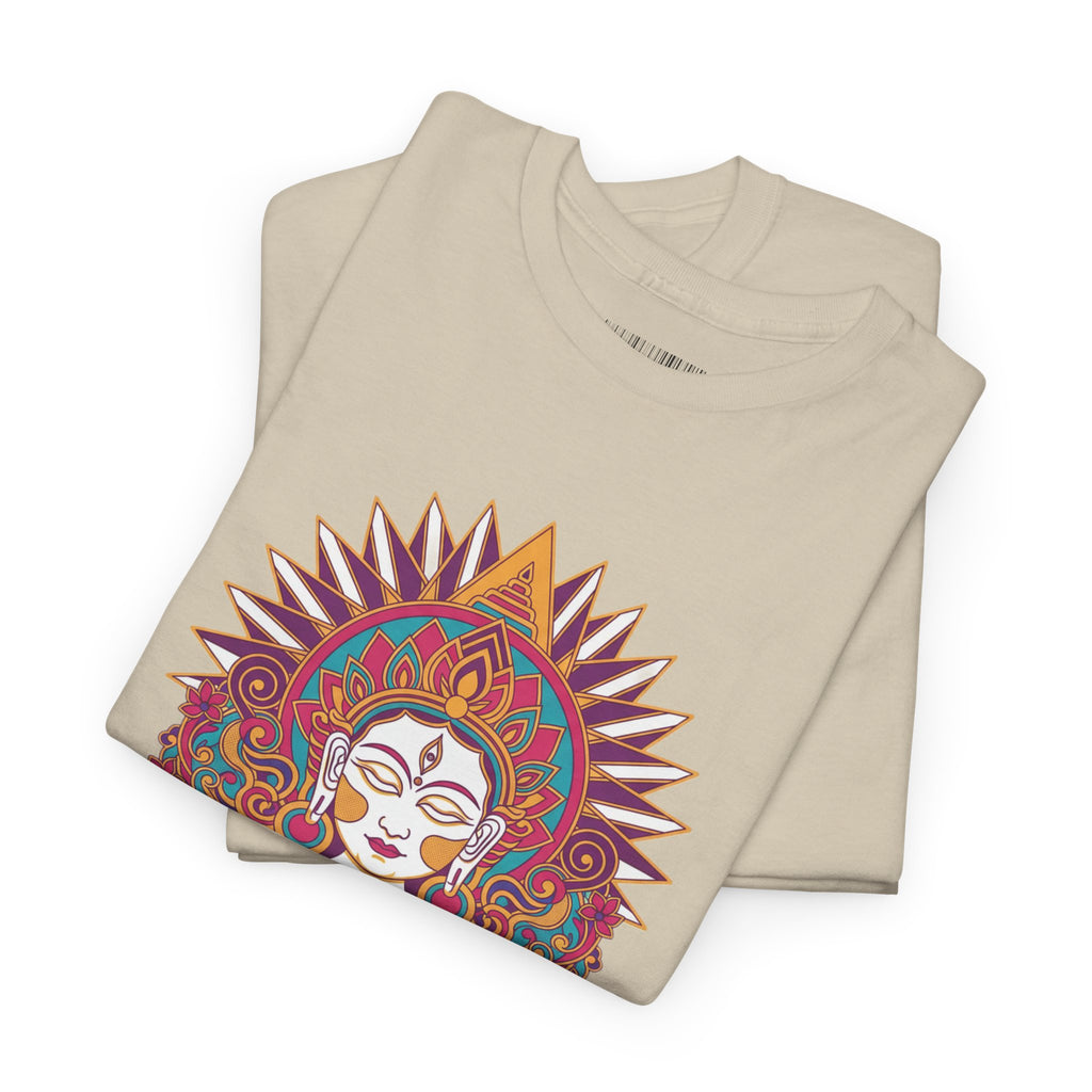 Spiritual Goddess Sun Mandala Tee — Colorful Boho Yoga T‑Shirt