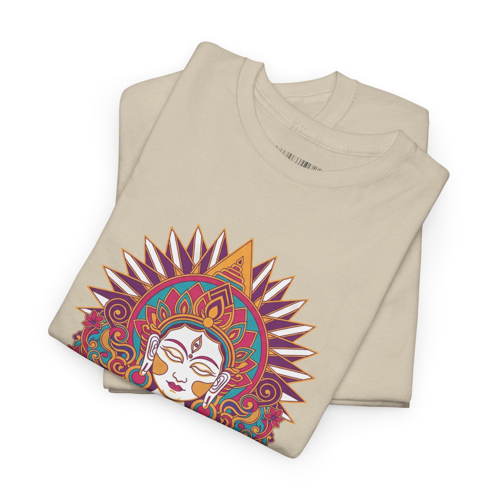 Spiritual Goddess Sun Mandala Tee — Colorful Boho Yoga T‑Shirt