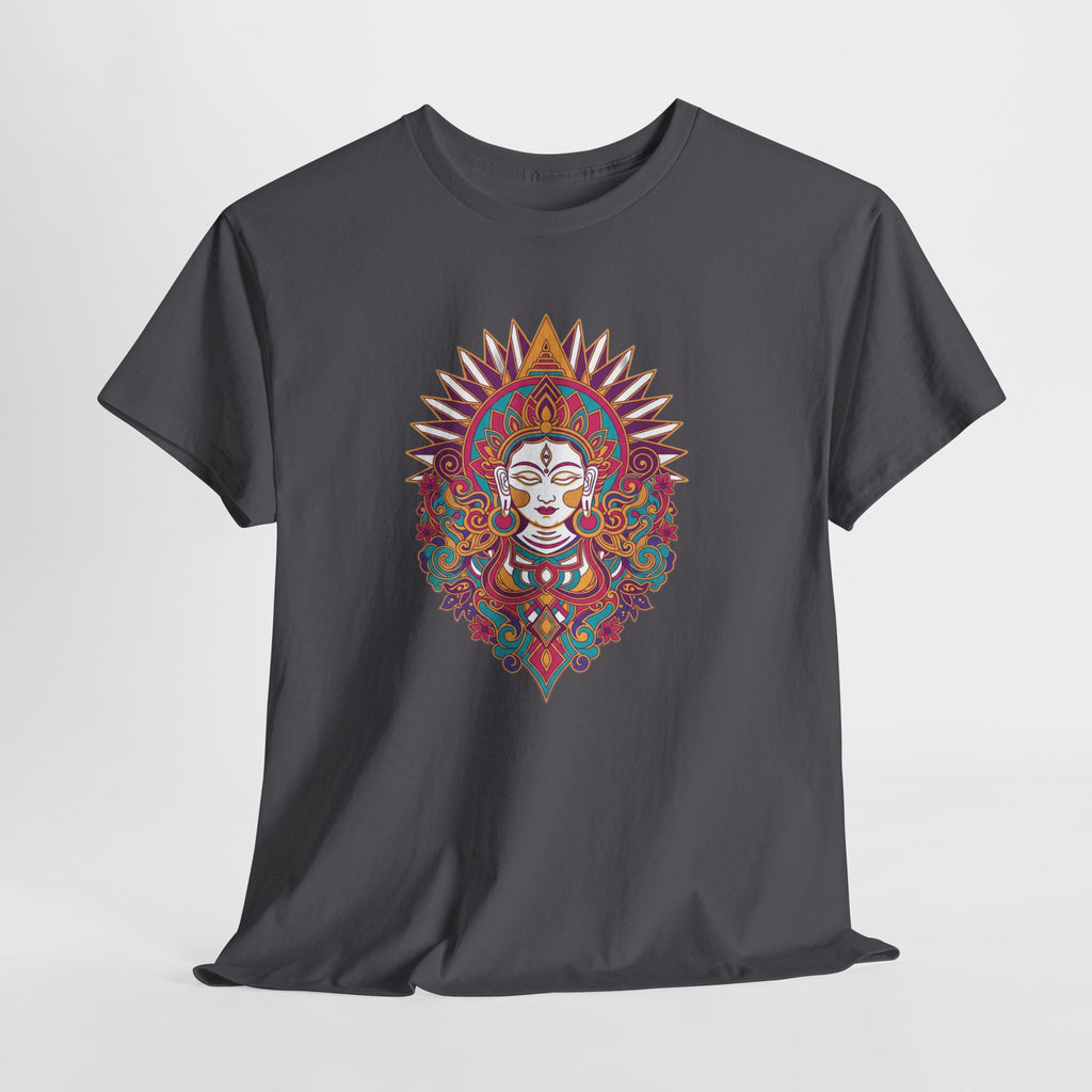 Spiritual Goddess Sun Mandala Tee — Colorful Boho Yoga T‑Shirt